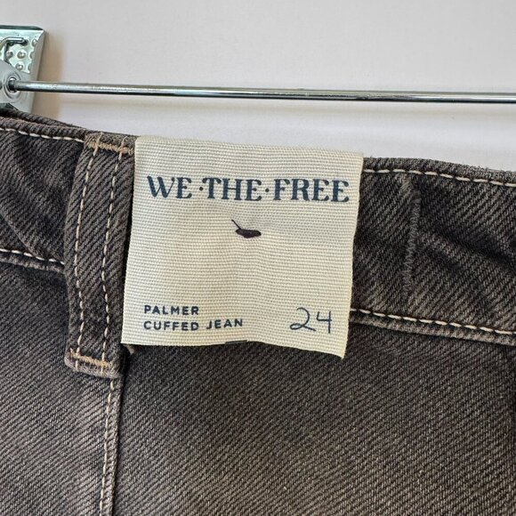 NWT Free People Palmer Cuffed Jeans Mid Rise Washed Black Denim 24 We The Free - Picture 8 of 13